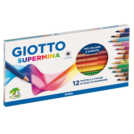 GIOTTO SUPERMINA PASTELLI 3.8mm COLORI ASSORTITI CONF 12 Pz.