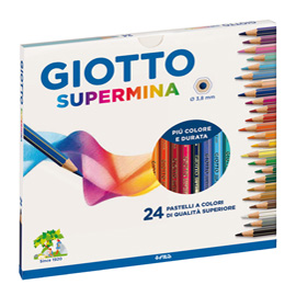 GIOTTO SUPERMINA PASTELLI 3.8mm COLORI ASSORTITI CONF 24 Pz.
