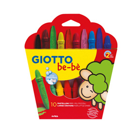 Pastelli cera super - lunghezza 7,5mm con Ø 11mm - colori assortiti - Giotto - astuccio 10 superpastelloni