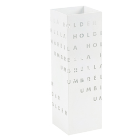 Portaombrelli - 15,5 x 15,5 x 49 cm - metallo verniciato - fantasia lettere - bianco - King collection