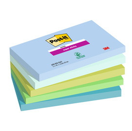 Post-it Super Sticky 655-5SS-OAS - Blocchi - 127 x 76 mm - 450 fogli (5 x 90) - blu, verde