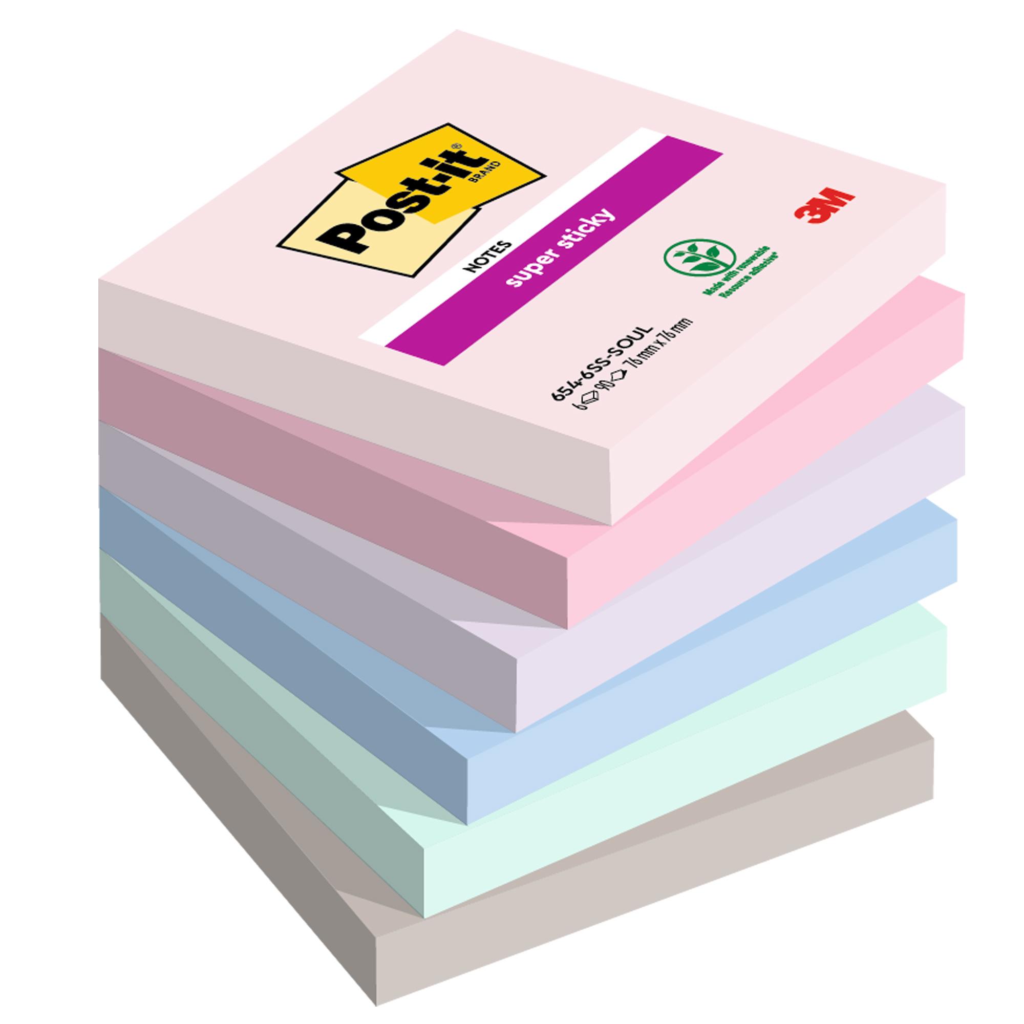 Foglietti Post-it Super Sticky 76 mm x 76 mm 6 blocchetti da 90 fogli Soulful