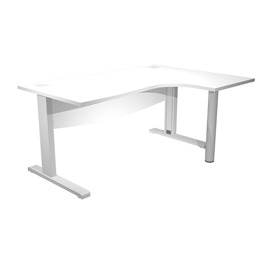 Scrivania compact Agorà - fianco dx metallico - L 180 x P120/80/60 x h 73 cm - con supporto metal e modesty panel - bianco