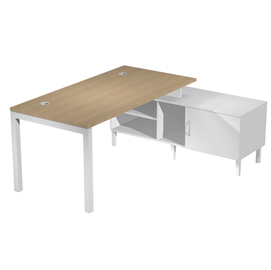Scrivania Agorà - con mobile di servizio portante - 185 x 140 x L 72,5 cm - rovere