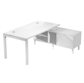 Scrivania Agorà - con mobile di servizio portante - 205 x 140 x L 72,5 cm - bianco