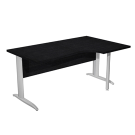 Scrivania Compact Destro Easy - 160 x 60/80/100 cm - Nero venato/grigio cromato