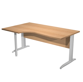 Scrivania Compact Sinistro Easy - 160 x 60/80/100 cm - Faggio/grigio cromato