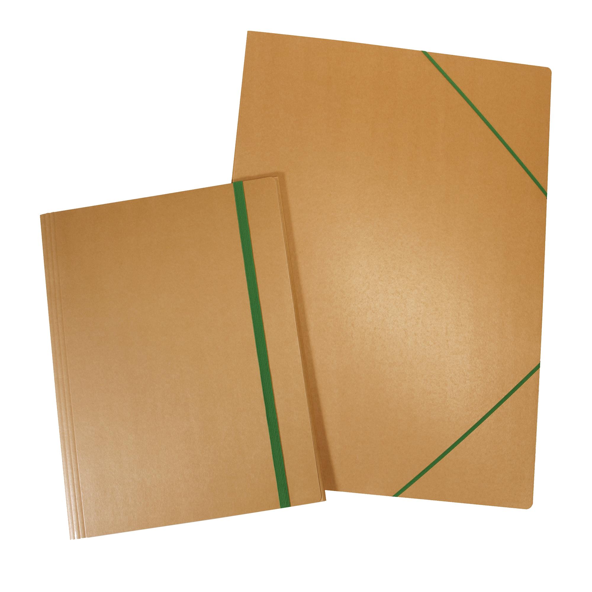 Cartella 3 lembi con elastico Eco - 35 x 50 cm - dorso variabile - cartoncino - avana - Starline