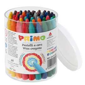 PRIMO - Pastello - cera - per cartone - colori brillanti assortiti - 9 mm (pacchetto di 48)