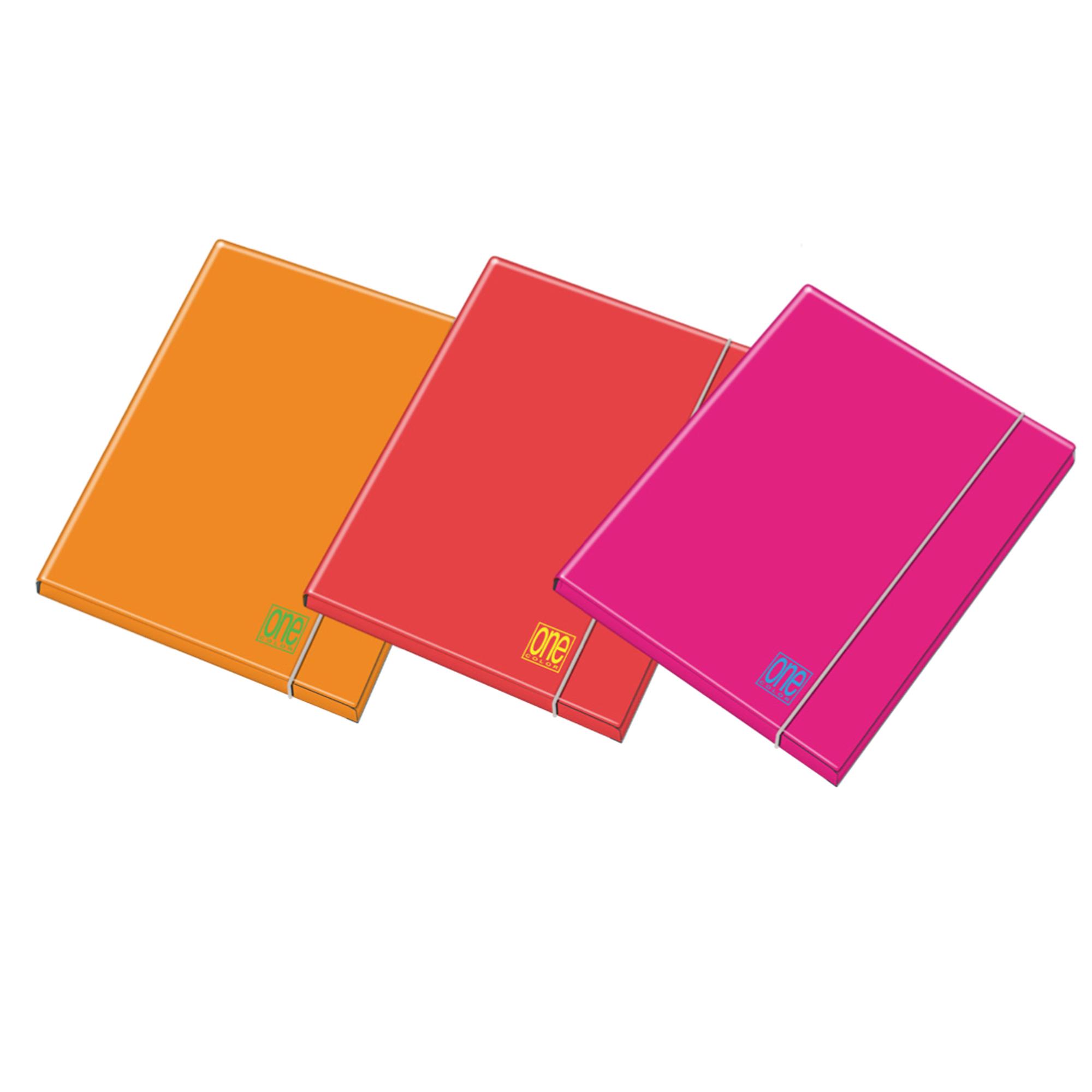 Cartella 3 lembi con elastico One Color - A4 - dorso 1 cm - colori assortiti fluo - Blasetti