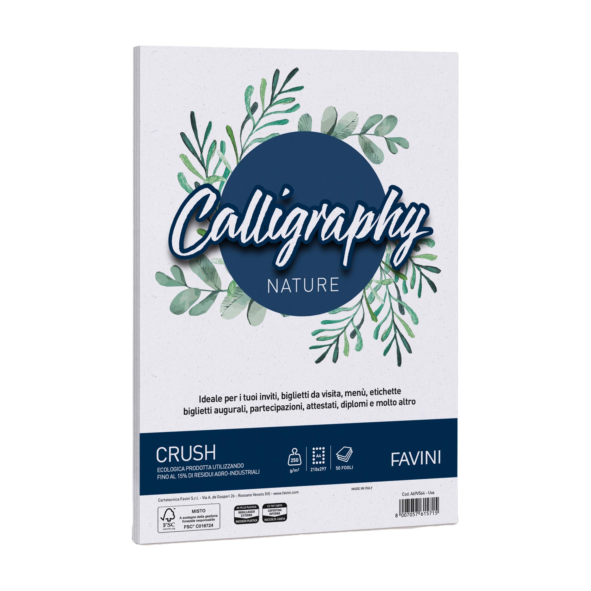 Carta Calligraphy Nature Crush - A4 - 250 gr - uva - Favini - conf. 50 fogli