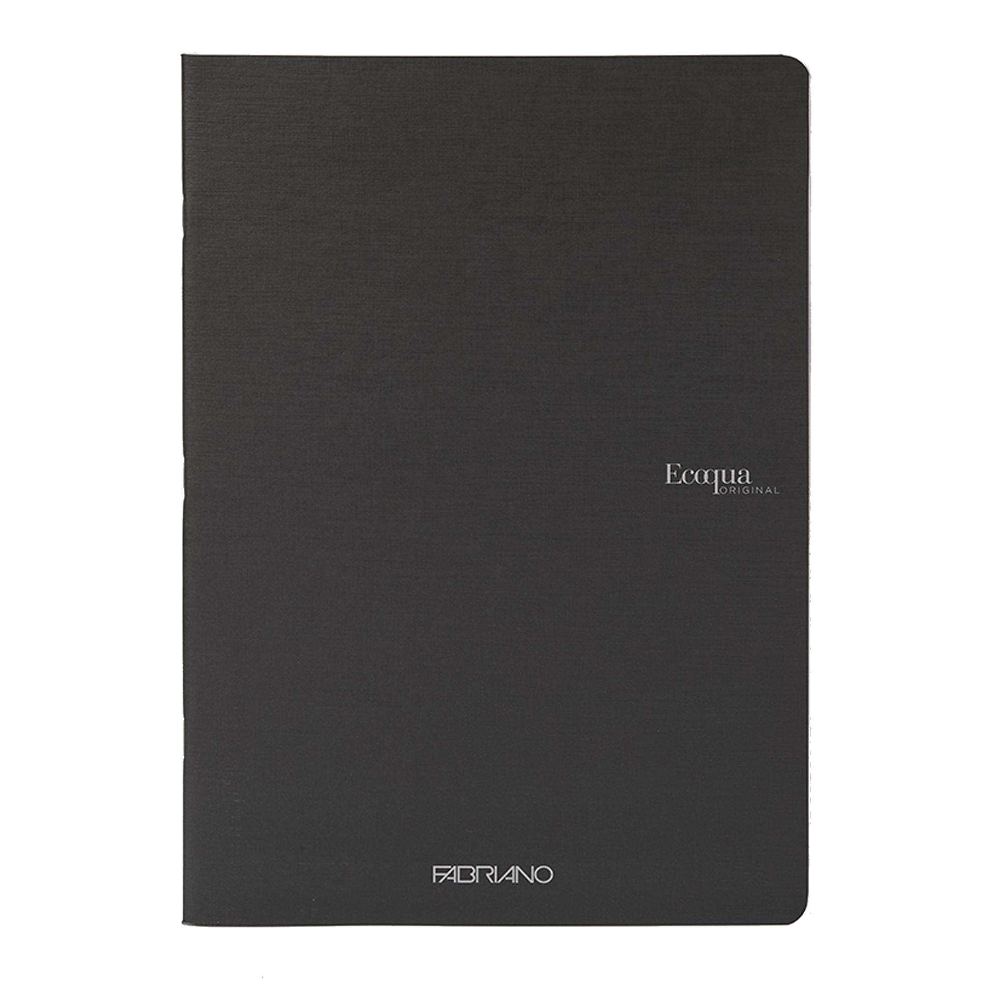Fabriano EcoQua - Taccuino - graffettato - A4 - 40 fogli / 80 pagine - righe - nero - carta Sirio Denim (pacchetto di 5)