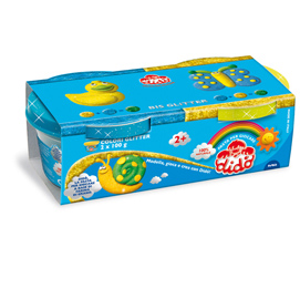 DIDO BIS GLITTER PASTA DA MODELLARE 2 VASETTI 100 gr 0GIALLO -AZZURRO CONF 2 Pz.