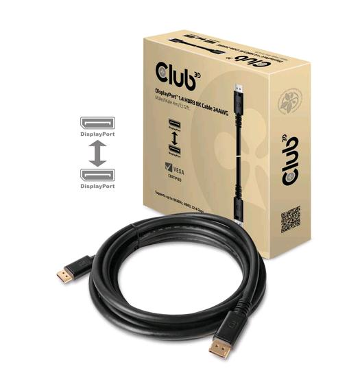 CLUB3D CAVO DISPLAYPORT 1.4 HBR3 MASCHIO/MASCHIO 4MT 8K BLACK