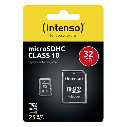 Intenso Class 10 - Scheda di memoria flash (adattatore microSDHC per SD in dotazione) - 32 GB - Class 10 - microSDHC