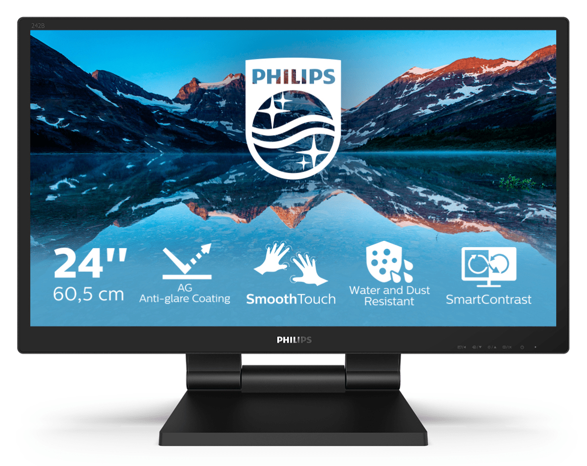 Philips B Line 242B9TL - Monitor a LED - 24" (23.8" visualizzabile) - touchscreen - 1920 x 1080 Full HD (1080p) @ 60 Hz - IPS - 250 cd/m² - 1000:1 - 5 ms - HDMI, DVI-D, VGA, DisplayPort - altoparlanti - black texture