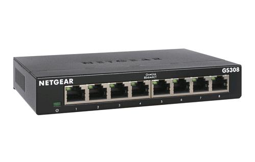 NETGEAR GS308v3 - Switch - unmanaged - 8 x 10/100/1000 - desktop, montaggio a parete