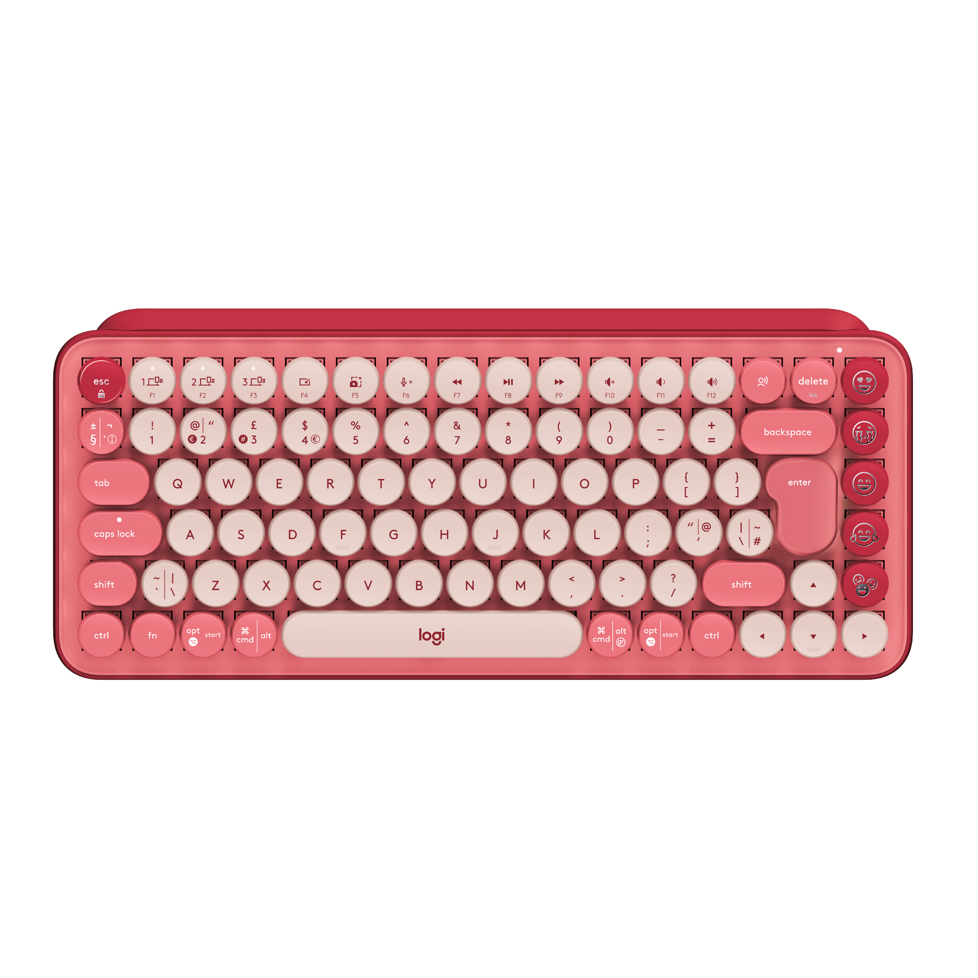 Logitech POP Keys - Tastiera - senza fili - Bluetooth LE, Bluetooth 5.1 - QWERTY - italiana - interruttore: Brown Tactile - rubacuori