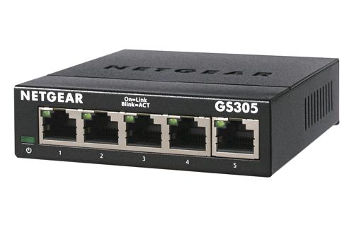NETGEAR GS305 - Switch - unmanaged - 5 x 10/100/1000 - desktop, montaggio a parete