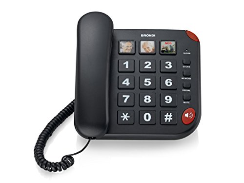 BRONDI BRAVO CORDLESS DISPLAY RETROILLUMINATO TASTI GRANDI 5 SUONERIE POLIFONICHE IDENTIFICATIVO DELLA CHIAMANTA PLATIMUN NERO