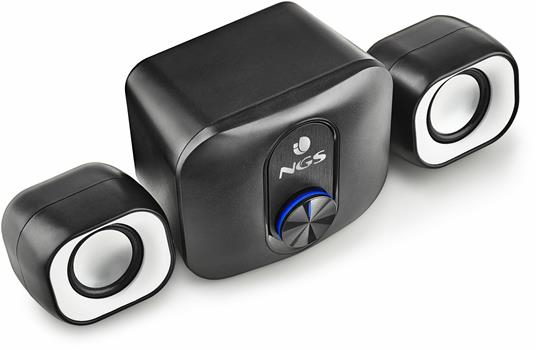 NGS COMET 2.1. MINI ALTOPARLANTI STEREO PER PC CON SUBWOOFER ALIMENTAZIONE USB AUX IN DA 3.5 MM 20W DI POTENZA PLUG & PLAY NERO BIANCO