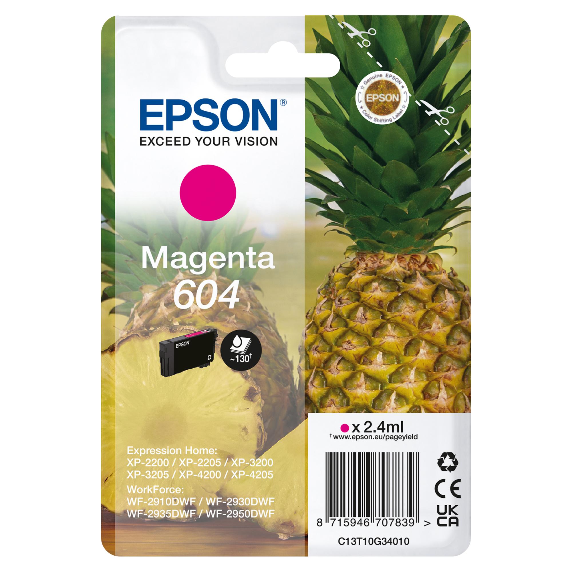 EPSON 604 CARTUCCIA INK MAGENTA 2.4 ML PER Expression Home XP-4200; Home Cinema 3200; Stylus Photo 2200