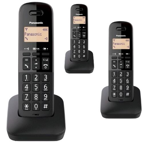 Panasonic KX-TGB613JT - Telefono cordless con ID chiamante/chiamata in attesa - DECTGAP - 3-way capacità di chiamata - nero + 2 ricevitori aggiuntivi