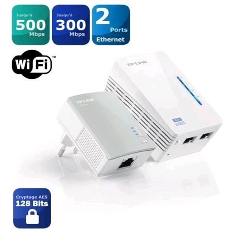 TP-LINK TL-WPA4220KIT POWERLINE STARTER KIT AV500 WIRELESS N300MBS CON 2 PORTE ETHERNET