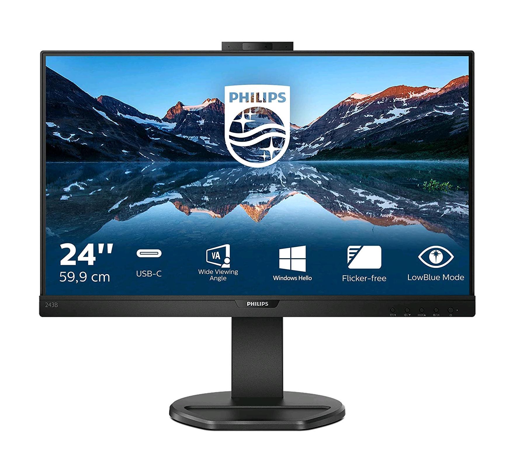 PHILIPS 243B9H/00 23.8" LED IPS FULL HD 1920X1080 FULL HD 75 HZ 4 MS WEBCAM 7HDMI VGA DISPLAYPORT USB-C ALTOPARLANTI INCORPORATI HUB USB COLORE NERO