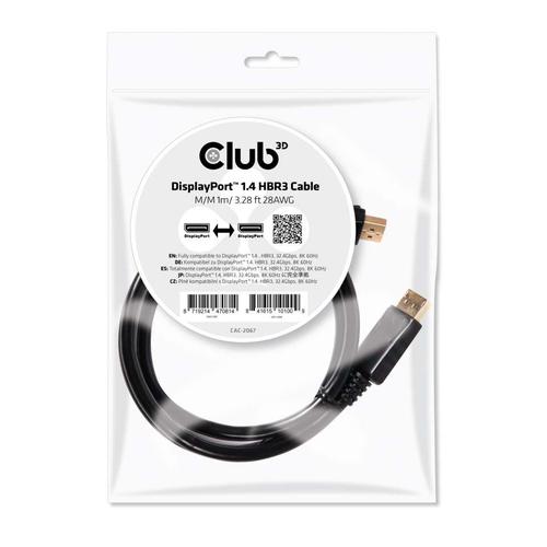 CLUB3D CAVO DISPLAYPORT 1.4 HBR3 MASCHIO/MASCHIO 1MT 8K 60HZ BLACK