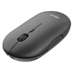 Trust Puck - Mouse - per destrorsi e per sinistrorsi - ottica - 4 pulsanti - senza fili - Bluetooth, 2.4 GHz - ricevitore wireless USB - nero