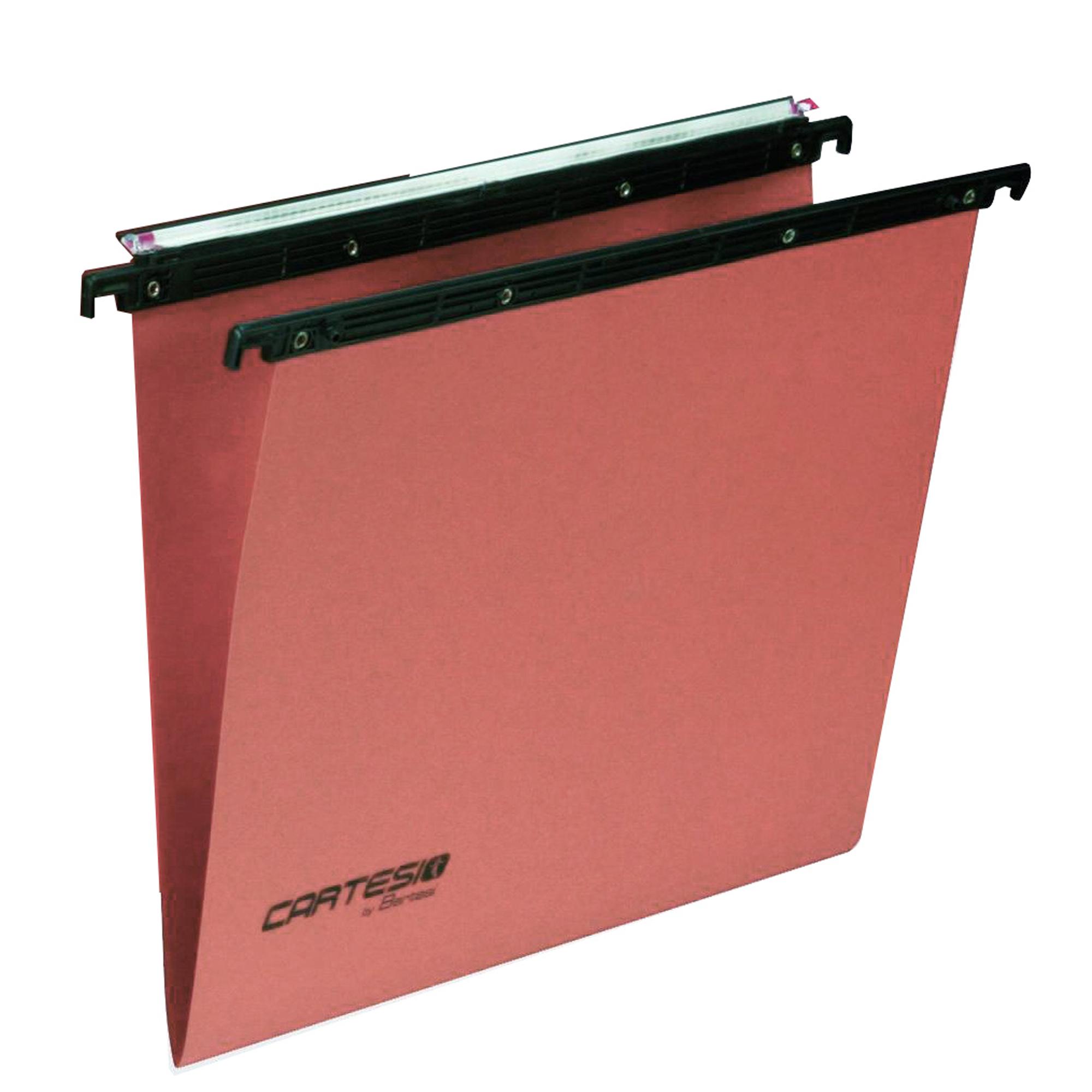 Cartella sospesa Cartesio Plus - cassetto - interasse 39 cm - fondo V - 37 x 25 cm -  arancio - Bertesi