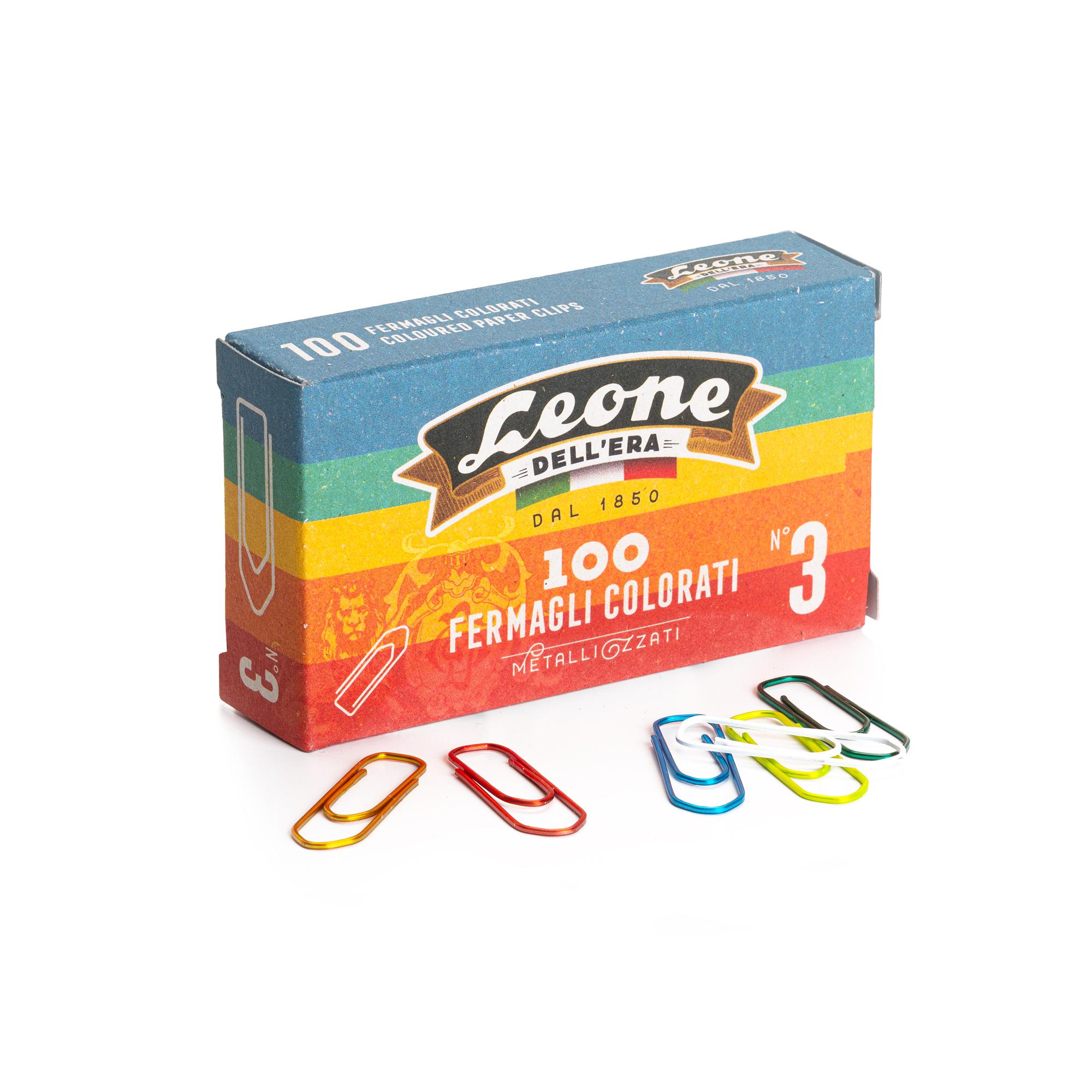 Leone Dell'Era Fermagli colorati metallizzati N3 Confezione da 10 scatole x100 fermagli ciascuna